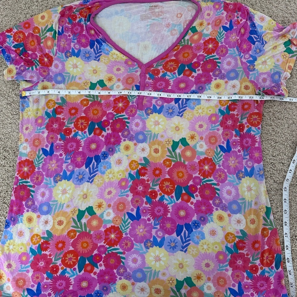 Little Sleepies Rainbow Blooms Short Sleeve Pajama Set - Picture 4 of 7